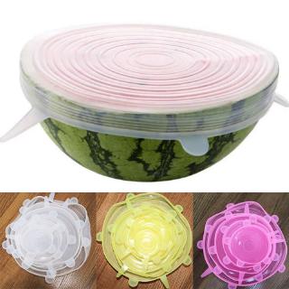 6Pcs Food Wraps Fits All Sizes Containers Food Save Cover Silicone Lids Stretch Reusable Durable
