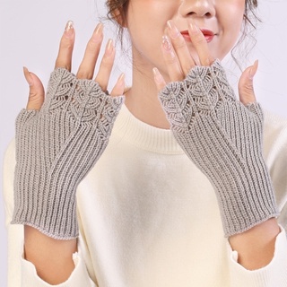 Soft Warm Half Finger Glove / Winter Fashion Knitted Gloves / Fingerless Hollow Heart Mitten