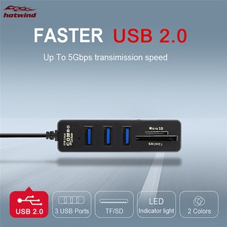 HW 3 Ports High Speed USB 2.0 Hub Splitter Multi USB Combo 2 in 1 SD/TF Card Reader for PC