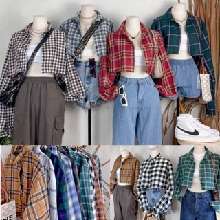 KASUOTAN by jls | LONG SLEEVES FLANNEL CHECKERED POLO CROP TOP