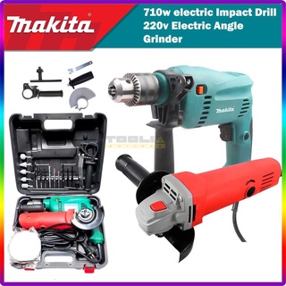 【Available】MAKITA Impact Drill & Electric Angle Grinder Power Tools Set 2