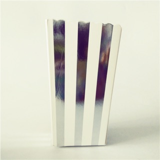 Silver stripes popcorn box 5”in height (6 pcs/pack)