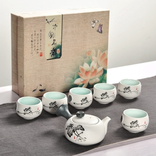 【Philippines Outlets】Chinese Travel Kung Fu 7pcs Tea Sets Ceramic Portable Porcelain (1)