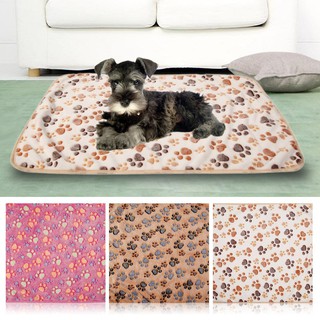 Cat Dog Puppy Pet Bone Paw Print Warm Coral Fleece Mat Soft Blanket Bed Pad