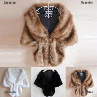 ◑【HOT】 ★Queen Hot New Women Plush Faux Fur Bridal Wedding Jacket Wrap Shrug Bolero Shawl Cape