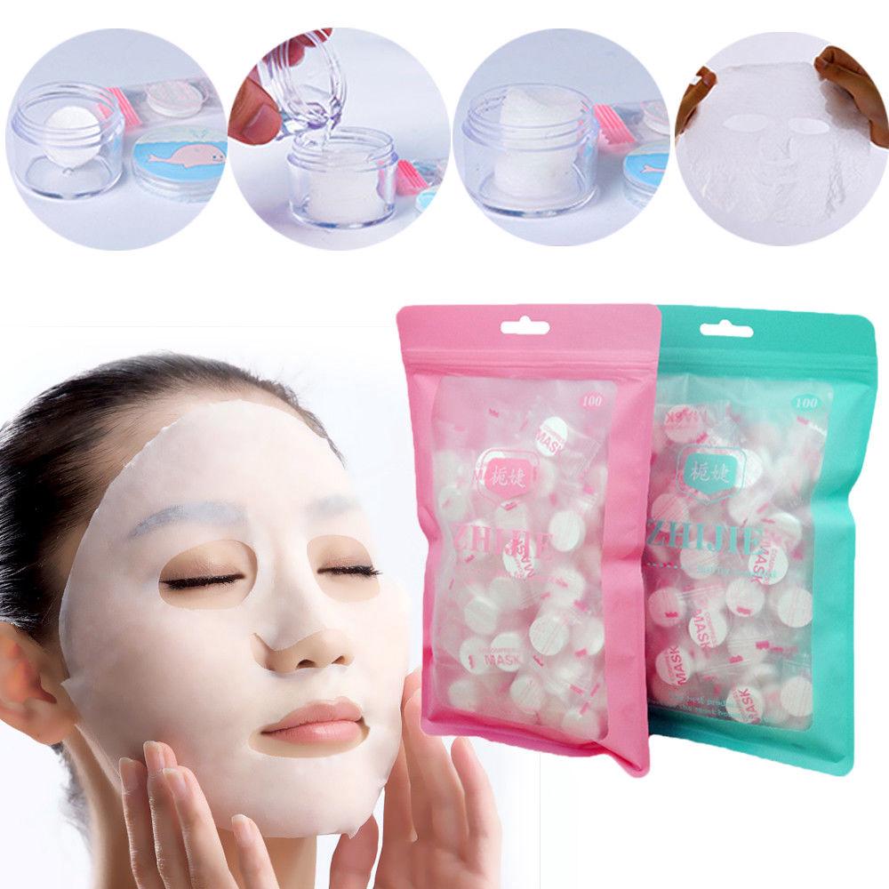 100pcs Compressed Cotton Facial Face Mask Sheet Paper DIY Natural Skin Care