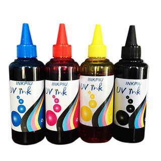 Inkpiu UV Dye Ink 100ml Full Color Bundle (CMYK) | Universal Ink for Inkjet Printer
