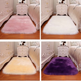 Premium Fluffy Wool Faux Fur Rug Carpet Home Sofa Anti-Slip Washable Mat plush bedroom Rug