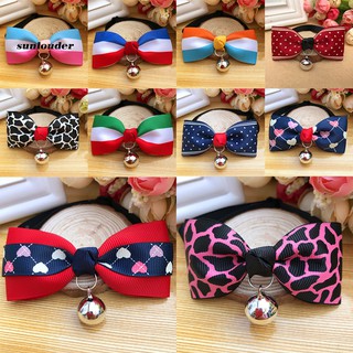 sl-Cute Lovely Bowtie Dog Cats Pet Puppy Adjustable Bowknot Necktie Collar with Bell