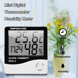 HTC-1 Digital LCD Temperature Humidity Meter Clock Hygrometer Thermometer