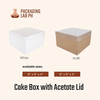 kraft box♚▩✸✴[10pcs] Cake Box with Acetate Lid in White and