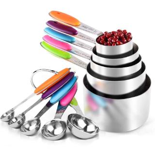 Stainless Steel Measuring Cups & Measuring Spoons Set / Liquid And Dry Tablespoon Measuring Cups / Kitchen Measuring Spoons for Baking,Cooking / Multifunctional Kitchen Tools / Kitchen Utensils Gadget Accessories
