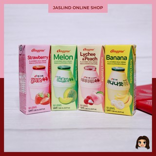 Binggrae Flavored Milk Drink (Strawberry, Melon, Banana, and Lychee & Peach)