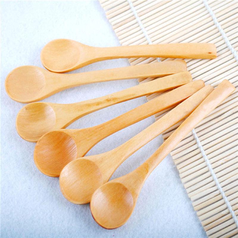 Small Bamboo Wooden Spoons Dessert Ice Cream Honey Kids Baby Spoon Gift Set