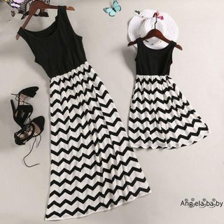 AL.-2018 Mother and Daughter Fashion Casual Boho Stripe