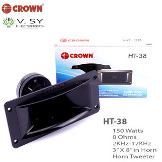 2020 Original Crown HT-38 150W 8 Ohms 3x8 Inches Horn Tweeter 3in X 8in 3 X 8 HT38 HT 38