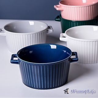 FL 2L Binaural Soup Bowl Household Japanese Ceramic Bowl Instant Noodle Bowl Nordic Ramen Bowl Table