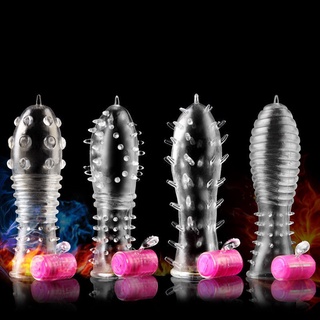 SG Vibration Crystal Silicone Reusable Penis Sleeve Orgasm Time Delay Crystal Penis Rings Male Penis
