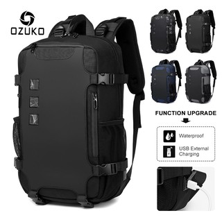 ┋✘☋OZUKO Men Multifunction USB Charging Laptop Backpack Waterproof Travel Bags
