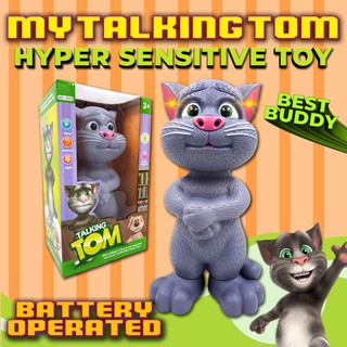 Touch Talking TOM Mimic Voice with Responding LED Eyes Battery Operated