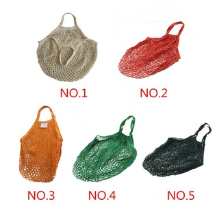 【spot goods】 ✠✣Cotton Reusable Fruit Net Pocket Handbag Large Capacity Portable Net Bag