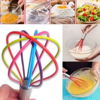 Kitchen Tools Silicone Covered Wire Whisk Egg Beater Mixer Stainless Steel Whisk Heavy Duty