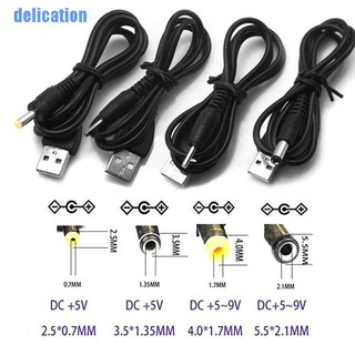 Delication✿ USB Port to 2.5 3.5 4.0 5.5mm 5V DC Barrel Jack Power Cable Cord Connector Black
