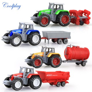 4pcs/Set Alloy engineering car tractor toy model farm vehicle for kids