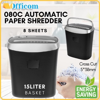 Paper Shredder 080C Officom Automatic 8 Sheets Cross Cut with 15 Liter Basket A4 | Letter | Legal