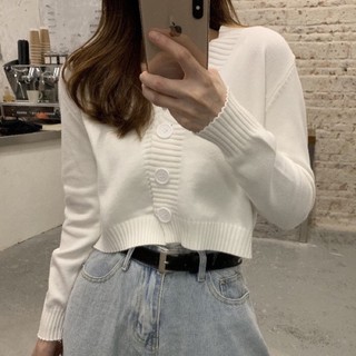 S & U Women's Simple Long Sleeve Cardigan Crop Top
