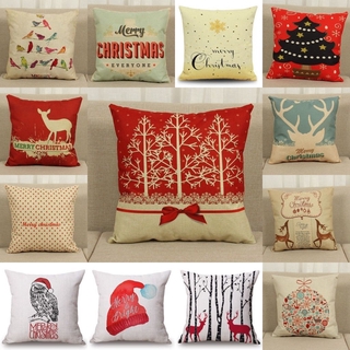 COD Christmas Xmas Linen Cushion Cover Throw Pillow Case