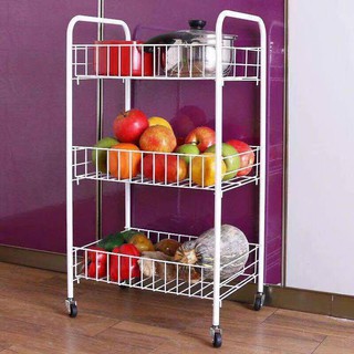 3-Tier Multi-Purpose Removable Kitchen Cart Storage Rack Wheeled mobile three layer shelf in the kit