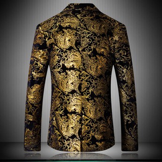 Male Business Banquet Suit Fashion Slim Fit Gold Formal Men's Coat Suit