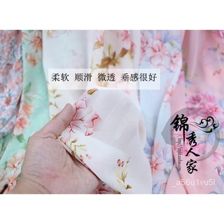 Chinese Style Printed Pearl Chiffon Fabric Floral Dress Fabric Summer Han Chinese Clothing Chiffon C
