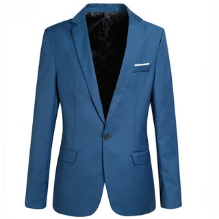 Mens Casual Slim Fit One Button Suit Blazer Business Coat (9)