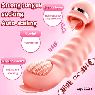 B Safe Silicone Dildos Vibrator Realistic Tongue Licking Vibration Telescopic Rabbit Vibrator G Spot