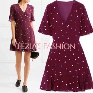 Fashionable Maroon V-Neck Straight Casual Middress with short sleeve daily outfit