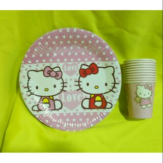 Jiestine SALE! hello kitty paper plates cups party needs supplies