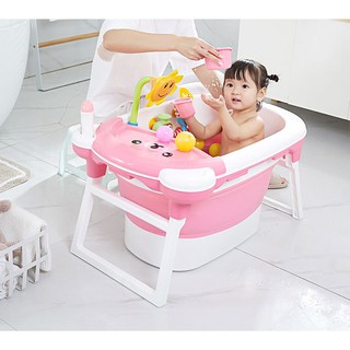 Big Luxury Bear Baby Toddler Bath Tub with Stool (1)