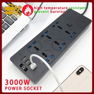 [FAST DELIVERED] 3000W power board American plug extension cable with USB port universal socket
