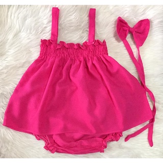3 Piece Romper TOP AND PANTY with head tie NOT A DRESS (4-12 months old) MEASUREMENTS POSTED (2)
