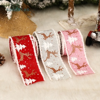 Christmas DIY Fabric Ribbon Burlap Ribbon Thin Wired Edge Gift Wrapping Christmas Tree Ribbon Wreath Bows