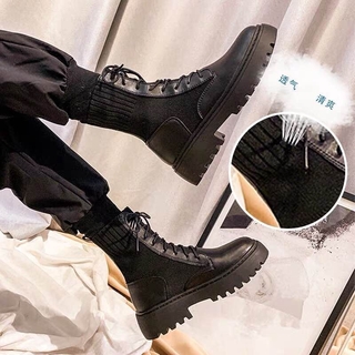 Korean bootsSpring and Autumn New British Style Martin Boots Female Students Korean-Style All-match Platform Front Lace-up Handsome Motorcycle Boots