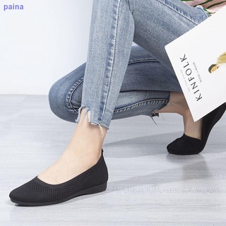Flat shoes single shoes women s autumn 2021 new knitted breathable shallow mouth mother comfortable