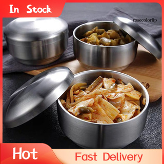 RC-Double Layer Stainless Steel Anti-Scalding Rice Bowl with Lid Food Container