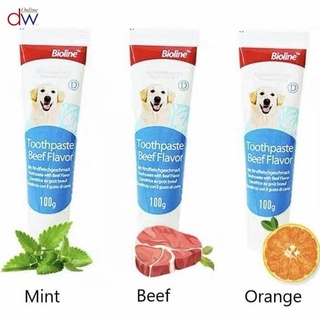 pet toyஐ๑Pet Dog Toothpaste by Bioline Orange , Beef , Mint Flavor 100g NOTE: TOOTHPASTE ONLY