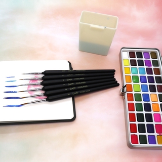 Seamiart_50 Colors Solid Watercolor Gift Set with Detail Hook Line Drawing Painting Brush