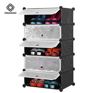 Organono Stackable Shoe Organizer Cabinet Rack with Door Cover Space Saver Multipurpose Shoe Rack