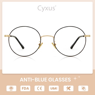 Cyxus Blue Light Blocking Computer Glasses Anti Eye Strain UV Protection Korean Round Metal Frame