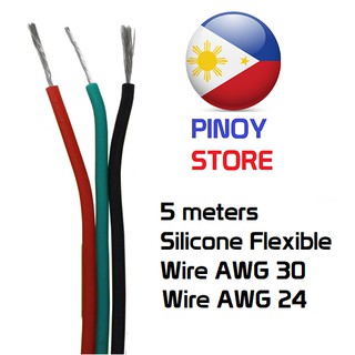 5 meters Silicone Flexible Wire Fine strand wiring red black green super flexible tinned copper